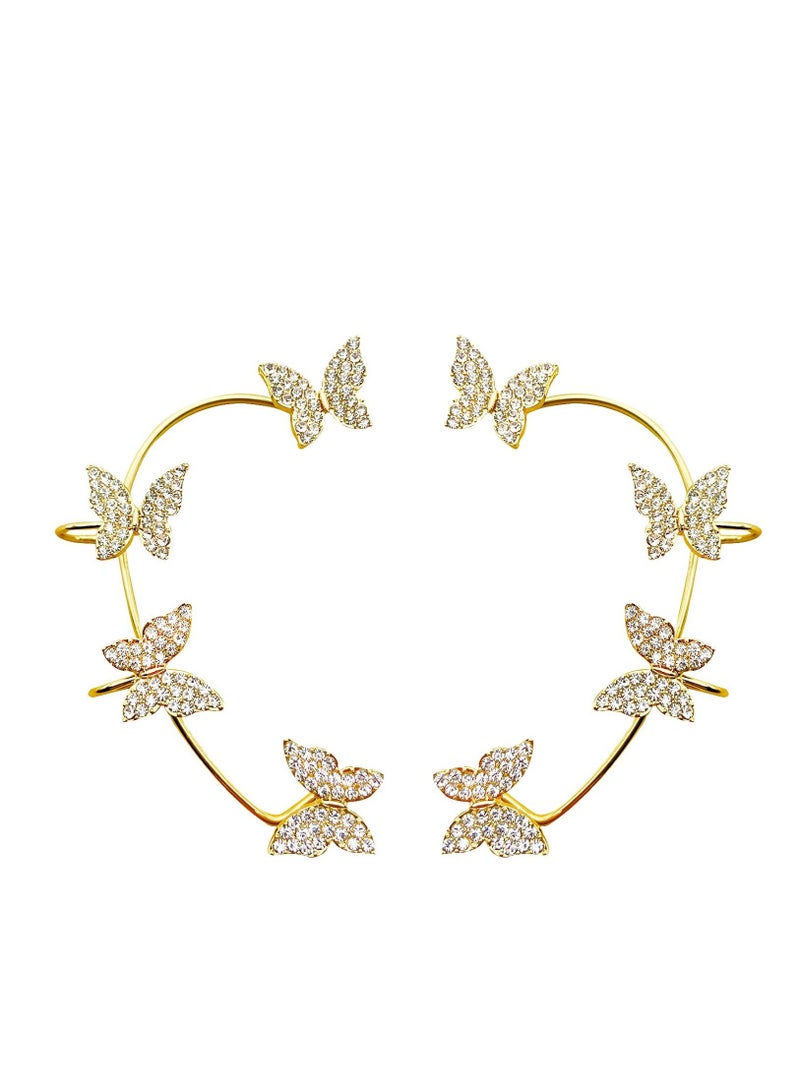 KASTWAVE Shining Butterfly Ear Cuffs Zircon Butterfly Earrings for Women Ear Cuffs for Women Non Piercing Ear Wrap Around Earrings for Girls - Image 1
