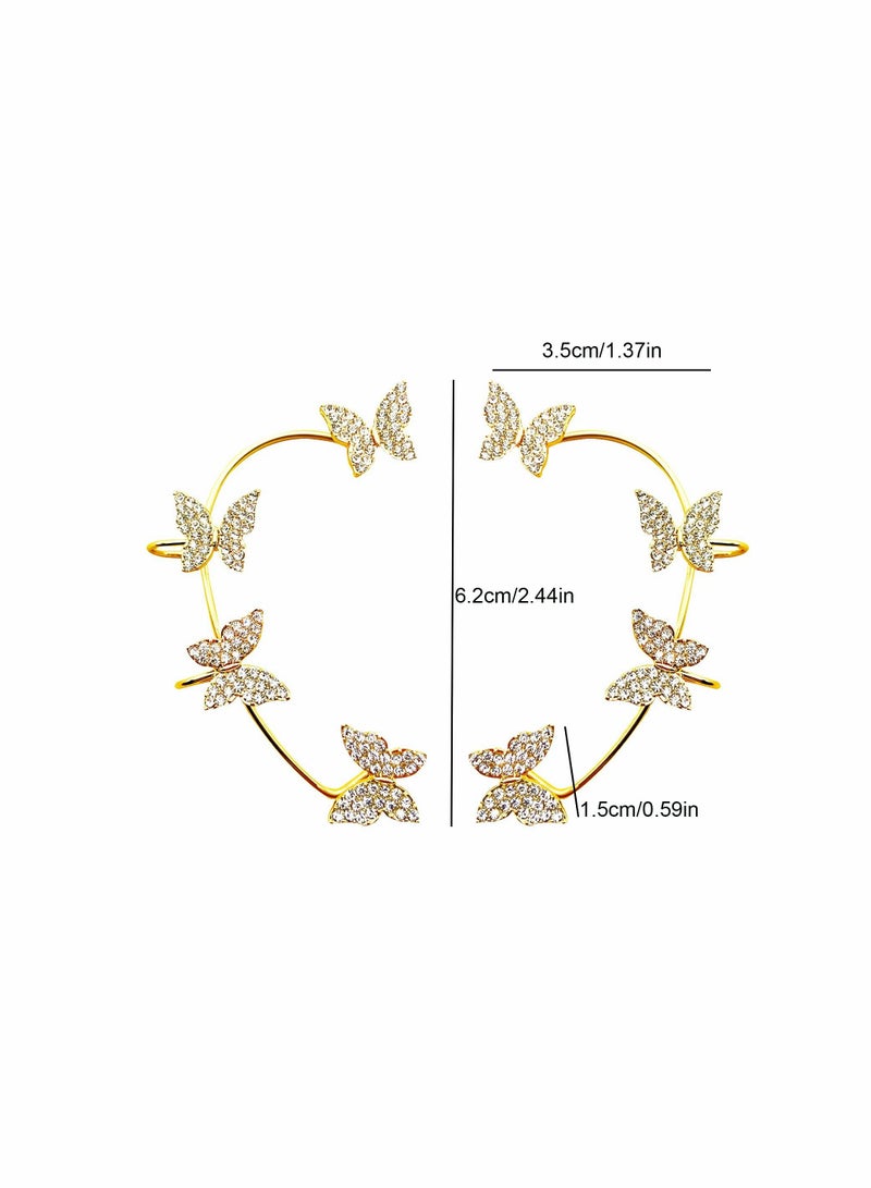 KASTWAVE Shining Butterfly Ear Cuffs Zircon Butterfly Earrings for Women Ear Cuffs for Women Non Piercing Ear Wrap Around Earrings for Girls - Image 2