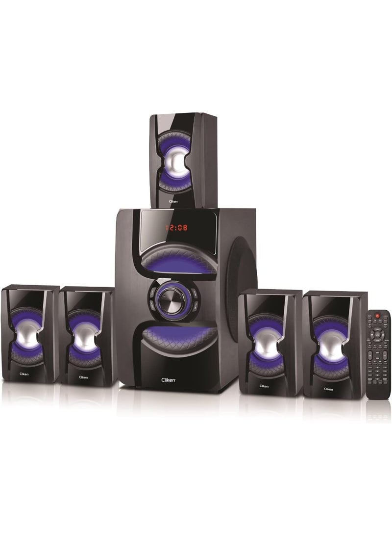 كليكون مكبر صوت متعدد الوظائف من كليكون بتقنية البلوتوث 5.1 مع خاصية الكاريوكي، وراديو FM مدمج، وفتحة بطاقة USB-SD مع قارئ بطاقات، بقوة 140 واط، وضمان لمدة عامين، لون أسود - CK844 - Image 1