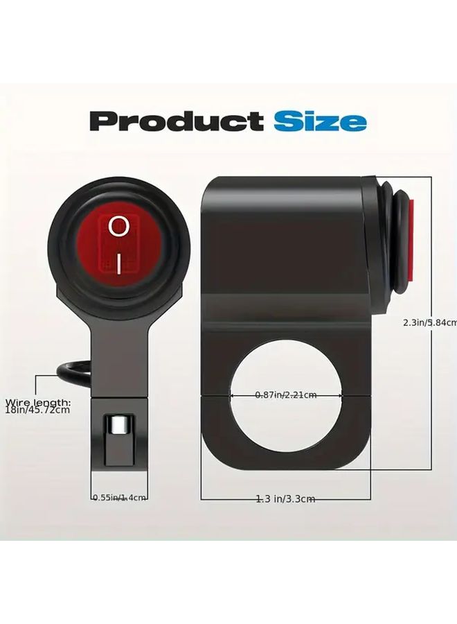 12V Motorcycle Handlebar Switch Metal Button For Switch Red Suitable For ATV UTV 7 8 Inch Handlebars - Image 2