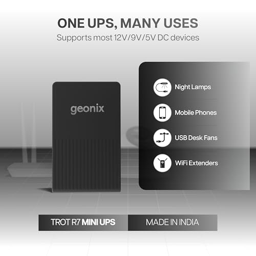 Geonix Trot R7 Mini UPS |Backup Upto 6 Hrs|2x2000 mAh Battery |Supports DC Port(12V/2A,9V/2A), USB (5V/2A) Output |Power Backup for Wi-Fi Routers, CCTV Camera, Cordless Phone, Modem (Black) - Image 4