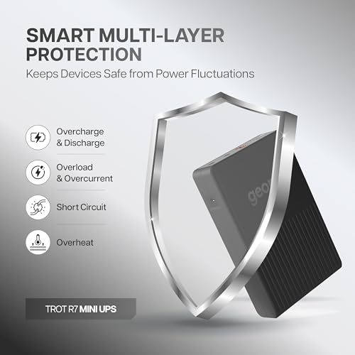 Geonix Trot R7 Mini UPS |Backup Upto 6 Hrs|2x2000 mAh Battery |Supports DC Port(12V/2A,9V/2A), USB (5V/2A) Output |Power Backup for Wi-Fi Routers, CCTV Camera, Cordless Phone, Modem (Black) - Image 5