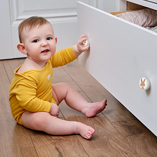 Fumete 12 Pieces Safari Animal Nursery Dresser Knobs for Kids, Soft Rubber Cabinet Drawer Knobs Furniture Drawer Pull Handle for Home Kitchen Cupboard(Woodland Animal,12 Pcs) - Image 4