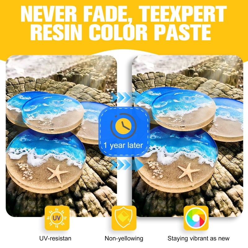 Teexpert Pigment Paste for Epoxy Resin: 3.38oz/100ml Total Ultra Highly Concentrated & Easy to Mix Black & White Colors Opaque Liquid Epoxica Dye Set for Resin Art River Table - Image 3
