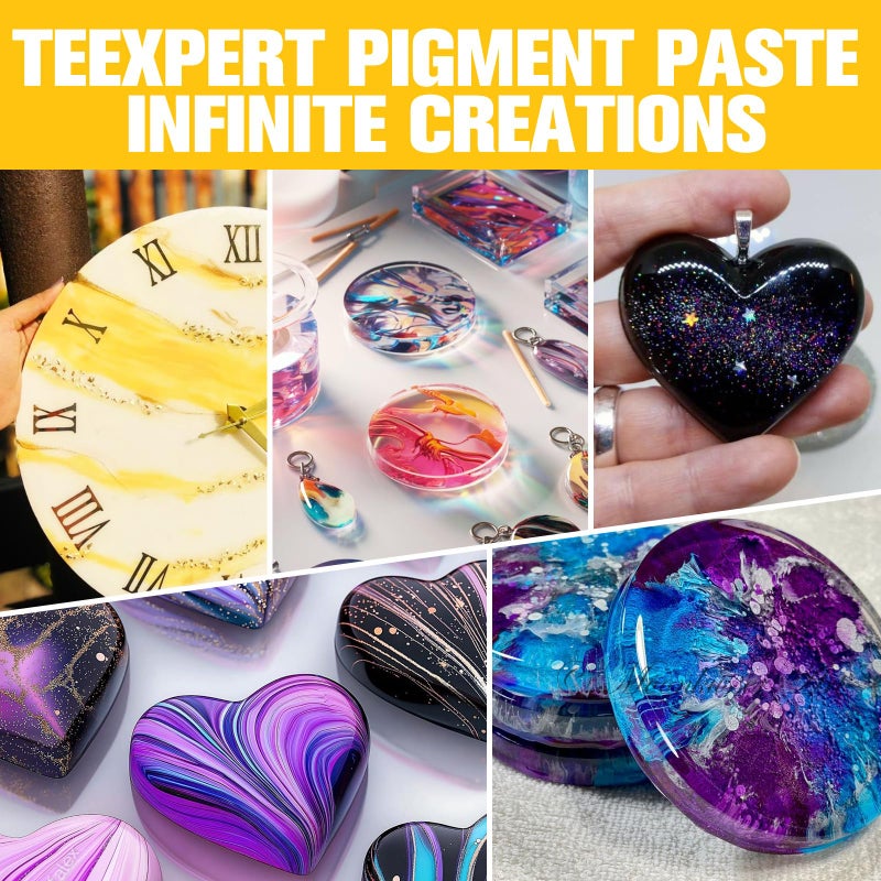 Teexpert Pigment Paste for Epoxy Resin: 3.38oz/100ml Total Ultra Highly Concentrated & Easy to Mix Black & White Colors Opaque Liquid Epoxica Dye Set for Resin Art River Table - Image 5