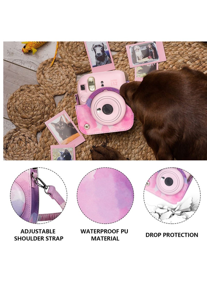 SYOSI Case for Fujifilm Instax Mini 12 Camera Protective PU Leather Bag Cover with Adjustable Shoulder Strap and Mini Photo Album 64 Pockets  - Image 2
