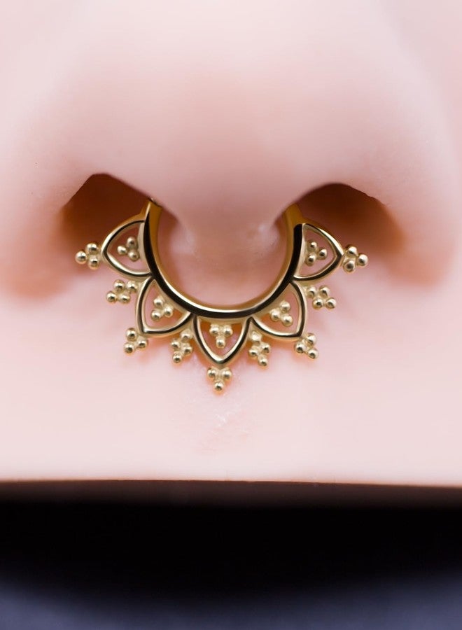 FANSING 16g Septum Rings 18k Gold-plated 8mm Lotus Septum Jewelry with Beaded Balls Surgical Steel Helix Piercing Jewelry 16 Gauge - Image 5