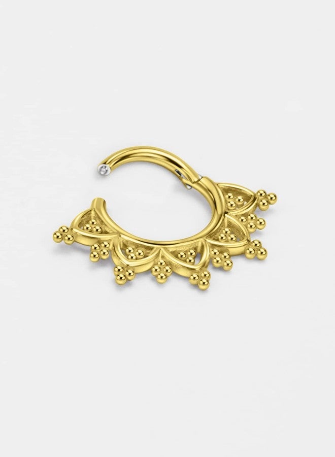 FANSING 16g Septum Rings 18k Gold-plated 8mm Lotus Septum Jewelry with Beaded Balls Surgical Steel Helix Piercing Jewelry 16 Gauge - Image 4