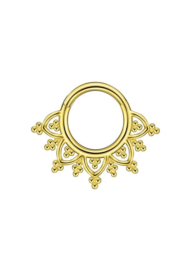 FANSING 16g Septum Rings 18k Gold-plated 8mm Lotus Septum Jewelry with Beaded Balls Surgical Steel Helix Piercing Jewelry 16 Gauge - Image 1