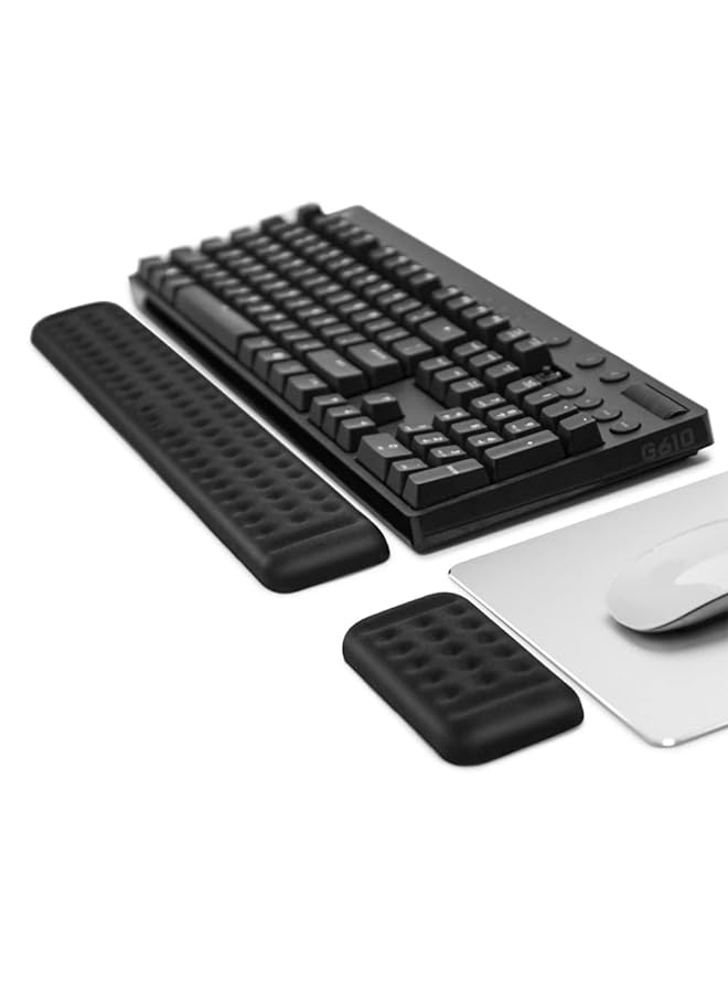 X spring Wrist Rest Pad Set Keyboard Wrist Rest + Mouse Wrist Rest 2Pcs Memory Foam Anti Slip Wrist Support Set For Easy Typing And Pain Relief - Image 1