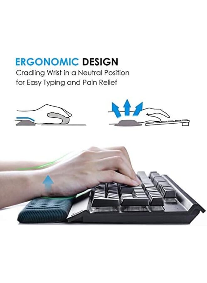 X spring Wrist Rest Pad Set Keyboard Wrist Rest + Mouse Wrist Rest 2Pcs Memory Foam Anti Slip Wrist Support Set For Easy Typing And Pain Relief - Image 2