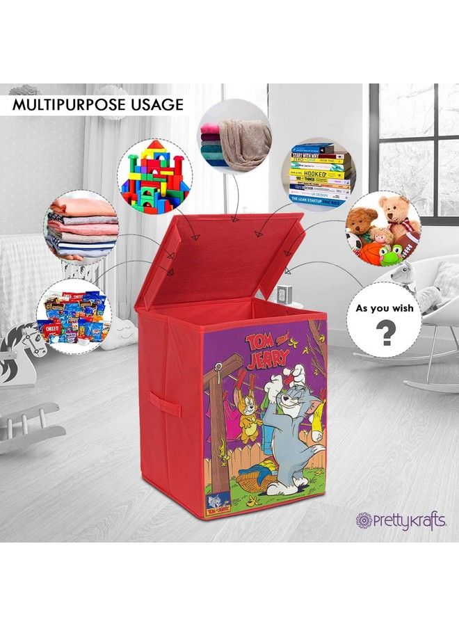 PrettyKrafts Baby Boy'S And Girl'S Tom And Jerry Toys Organizer Storage Box With Top Lid (Red Standard Size)Set Of 2 Pieces - Image 4