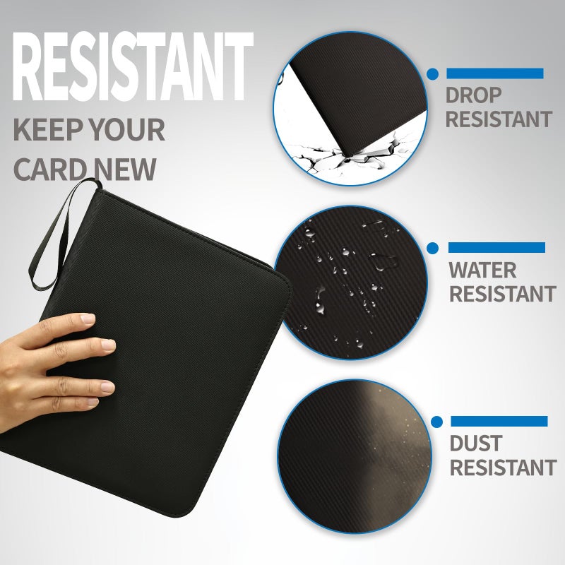 Dosanlues Card Binder for Toploaders,Portable 4 Pockets Trading Card Holder Albums for Sports, Trading, and Gaming Cards Black - Image 5