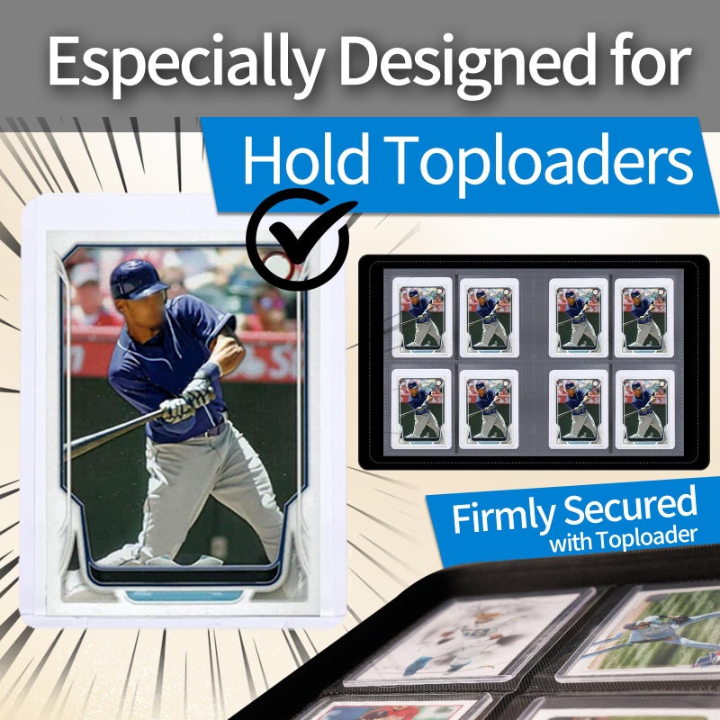Dosanlues Card Binder for Toploaders,Portable 4 Pockets Trading Card Holder Albums for Sports, Trading, and Gaming Cards Black - Image 2