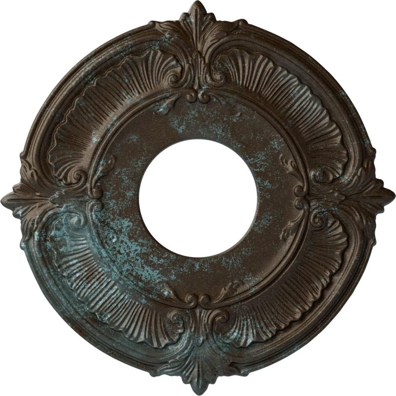 Ekena Millwork CM12ATBBS Attica Ceiling Medallion (Fits Canopies up to 3 1/2"), Hand-Painted Bronze Blue Patina - Image 1