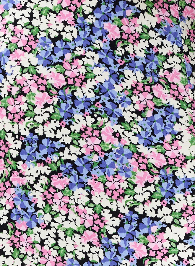trendyol Light Blue Slit Detail Viscose Fabric Floral Patterned Midi Woven Skirt  - Image 4