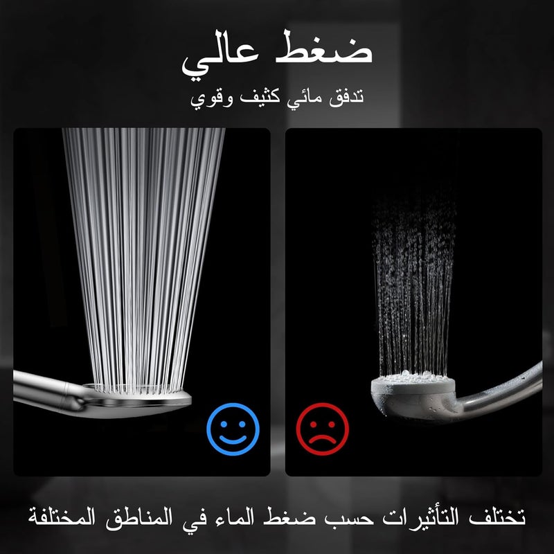 رأس دش فلتر للمياه العسرة من FEELSO مع 3 أوضاع، ترشيح 15 طبقة، توفير المياه، ضغط عالي، وخرطوم 1.5 متر، فلتر دش مساج لإزالة الكلور المتبقي - فضي - Image 2