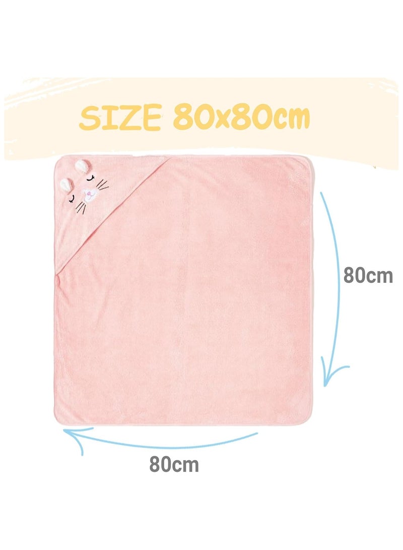 Baby hooded bath towel,Premium Natural microfiber ultra soft super absorbent for baby girl & boy (Pink) - Image 5