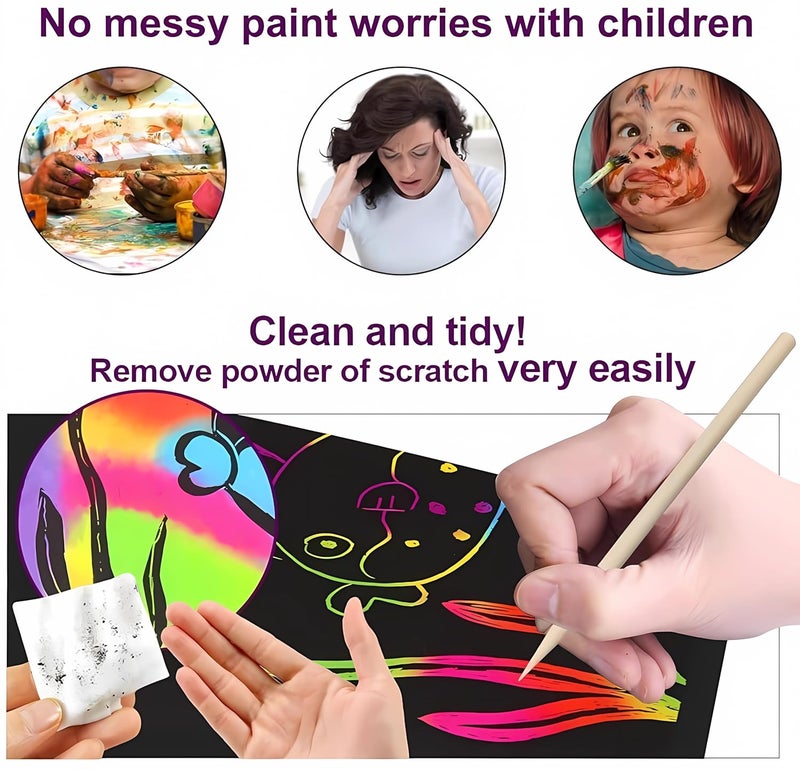Sillyme 8pc Magical Scratch Book for Kids - Return Gifts Birthday Party for Kids - Best Birthday Return Gifts for Kids in Bulk - Magic Drawing Set Painting Activity Book Doodle Books - Scratch Note Book - Image 3