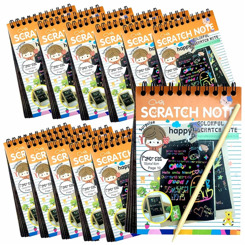 Sillyme 8pc Magical Scratch Book for Kids - Return Gifts Birthday Party for Kids - Best Birthday Return Gifts for Kids in Bulk - Magic Drawing Set Painting Activity Book Doodle Books - Scratch Note Book - Image 1