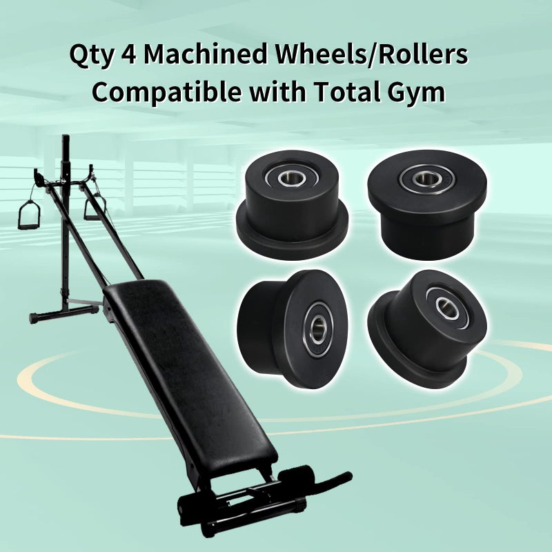 Vsttar Qty.4 Machined Wheels/Rollers Compatible Total Gym Replacement, Fits Models 1000,1100,1400,1500,1600,1700,1800,1900,Achiever,Force,Gold,Max,Platinum,Platinum Plus,Pro,Supra,Supreme,Ultima,Ultra,XLI - Image 2