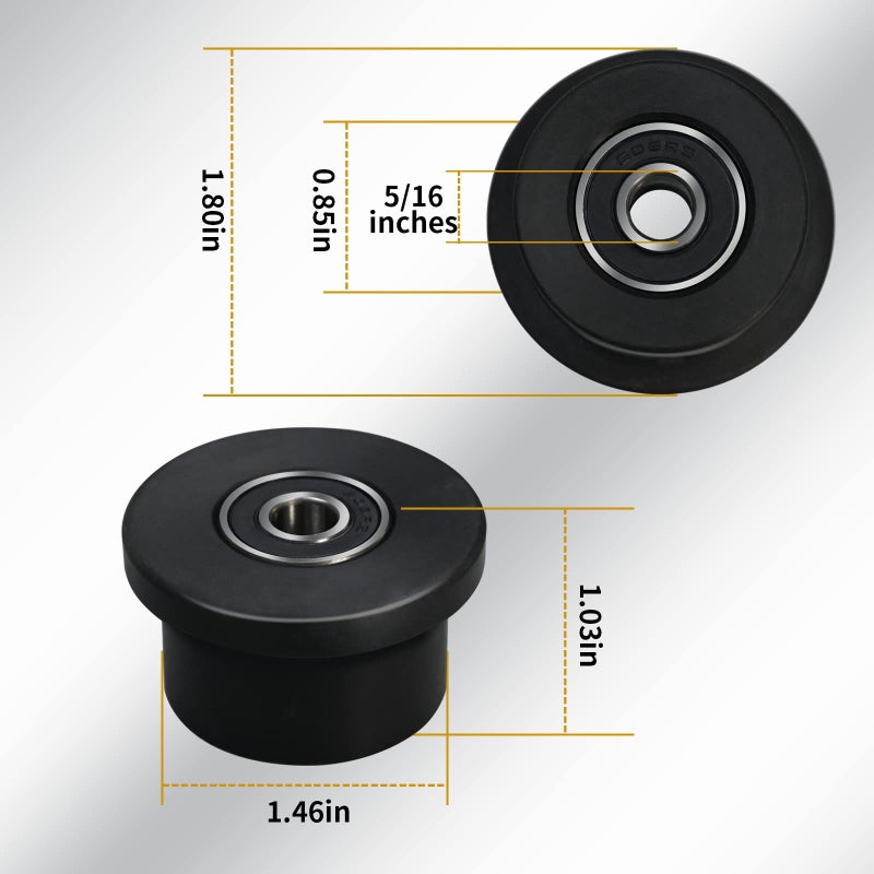 Vsttar Qty.4 Machined Wheels/Rollers Compatible Total Gym Replacement, Fits Models 1000,1100,1400,1500,1600,1700,1800,1900,Achiever,Force,Gold,Max,Platinum,Platinum Plus,Pro,Supra,Supreme,Ultima,Ultra,XLI - Image 4
