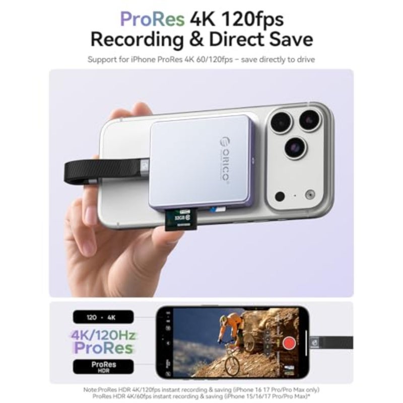 غلاف مغناطيسي M.2 2230/2242 NVMe SSD لتسجيل iPhone 4K ProRes: ألومنيوم، أسود، التوصيل والتشغيل مع قارئ SD/TF 3.0 وشحن PD100W - Image 3