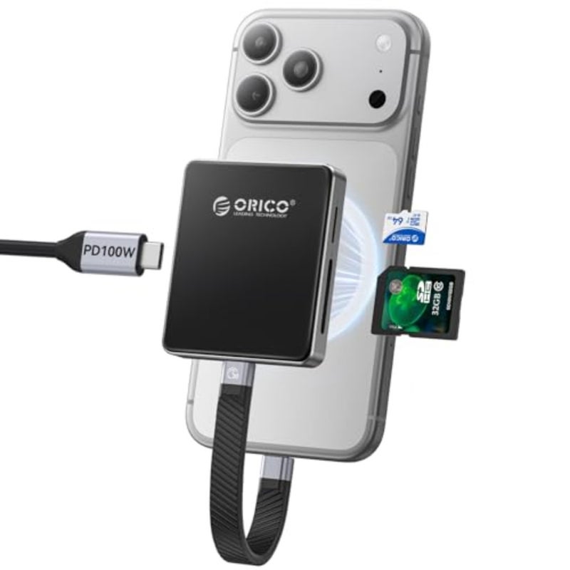غلاف مغناطيسي M.2 2230/2242 NVMe SSD لتسجيل iPhone 4K ProRes: ألومنيوم، أسود، التوصيل والتشغيل مع قارئ SD/TF 3.0 وشحن PD100W - Image 1