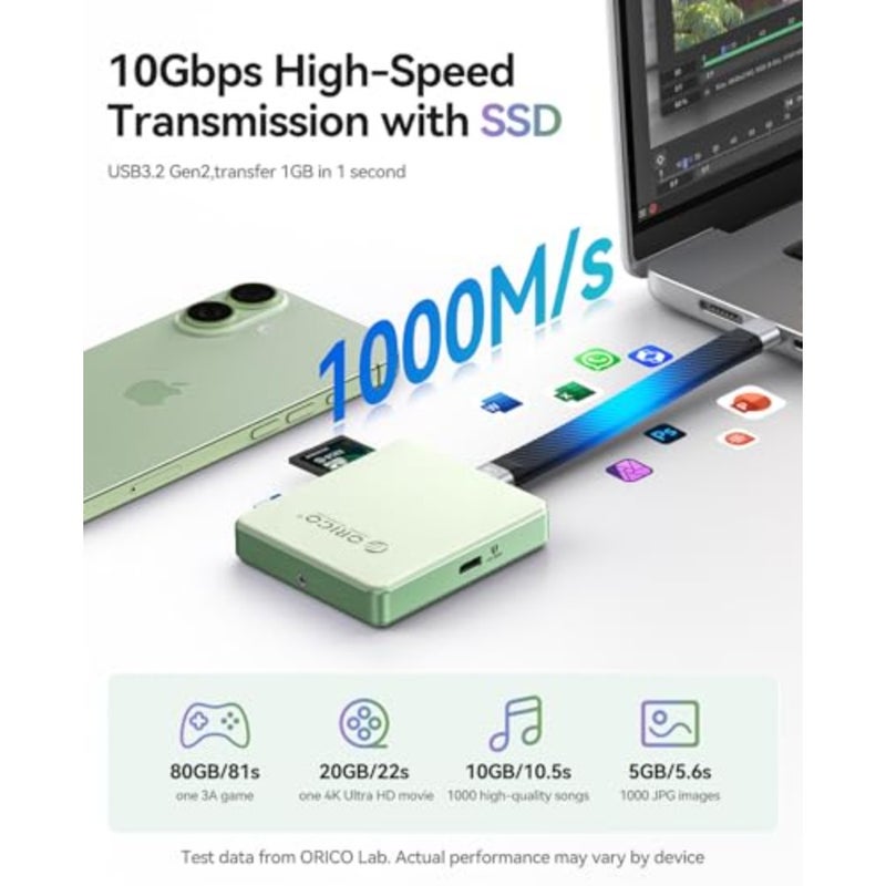 غلاف مغناطيسي M.2 2230/2242 NVMe SSD لتسجيل iPhone 4K ProRes: ألومنيوم، أسود، التوصيل والتشغيل مع قارئ SD/TF 3.0 وشحن PD100W - Image 4