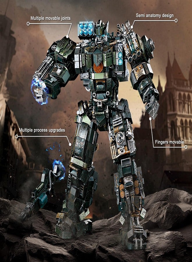 HIGH GODO Mech Building Blocks Set for Adults，Motorized Robot Model Building Kit with Multiple Weapons, Battle Damage Style Warrior Collectible Gifts for Man Boys Ages 12+ (1403 Pieces) - Image 3