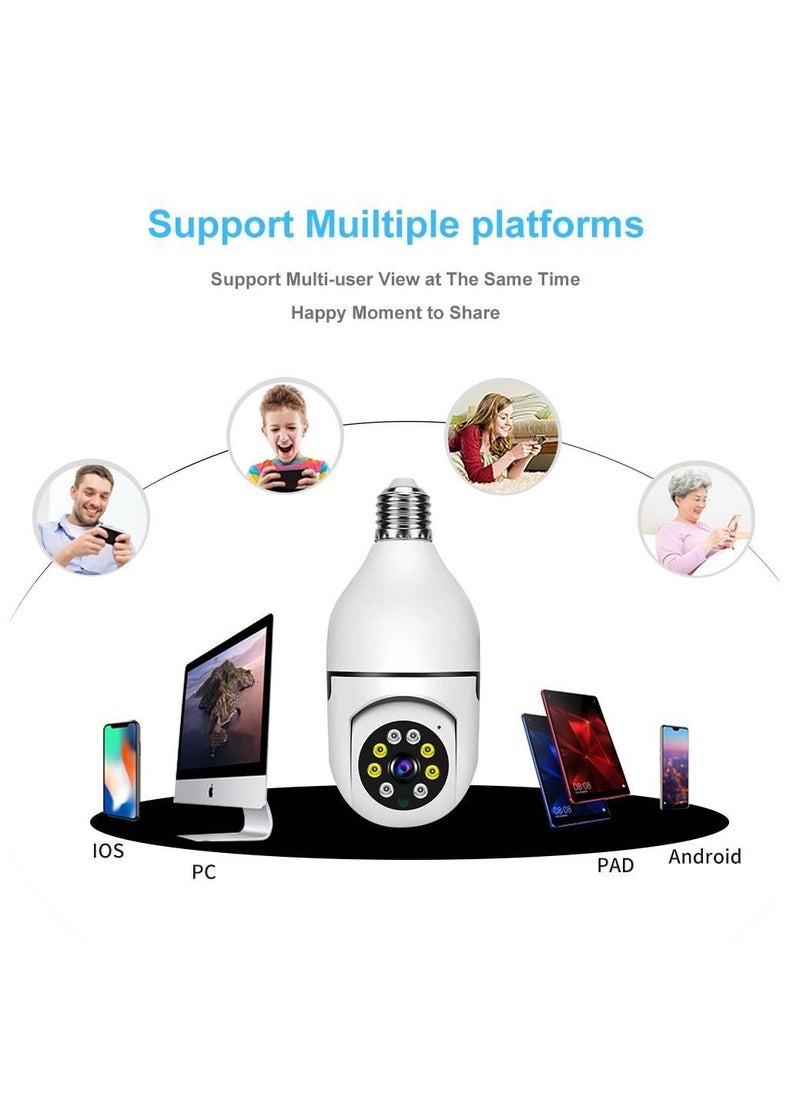 Generic - 3MP Light Bulb Security Camera, Indoor 360-degree Pan Tilt Panoramic IP Camera, 2.4GHz WiFi 1296P Smart Home Surveillance Cam with Motion Detection Alarm, Night Vision, Two-Way Talk Functions (E27) - Image 1