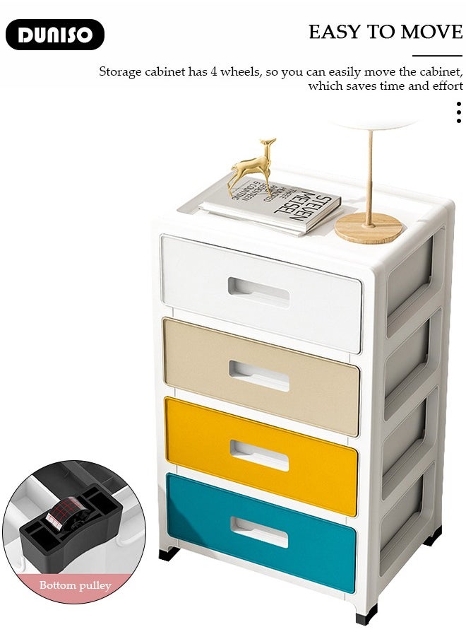 DUNISO 4 Layers Drawer Storage Cabinet Drawer Plastic Containers Box with Wheels 35CM Wide Slit Cabinet Drawer Unit Multipurpose Drawer Storage Organizer for Kitchen Bedroom Bathroom and Living Room  - Image 3