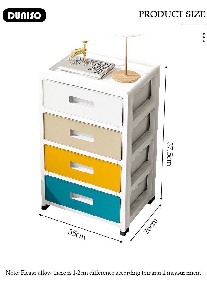 DUNISO 4 Layers Drawer Storage Cabinet Drawer Plastic Containers Box with Wheels 35CM Wide Slit Cabinet Drawer Unit Multipurpose Drawer Storage Organizer for Kitchen Bedroom Bathroom and Living Room  - Image 2