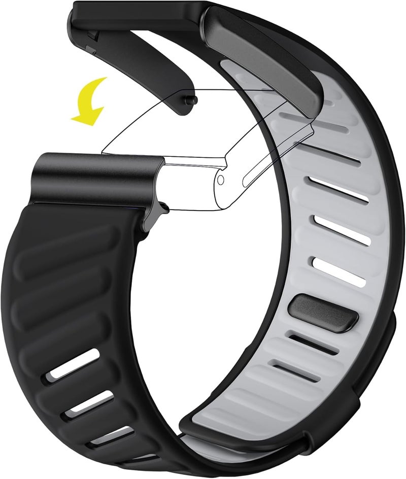 Dado سوار دادو المريح المصنوع من السيليكون المتين متوافق مع سوار WHOOP 4.0، حزام حلقة رياضية ناعمة للرجال والنساء، مع موصل على شكل U (أسود بالكامل) - Image 4