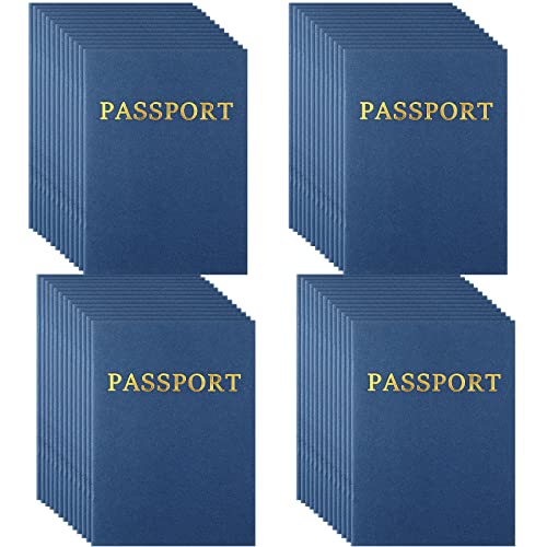 Lewtemi 100 Pcs Kids Blank Passport Notebook Pretend Pass Port Party Favor Fake Passport Travel Journal for Collect Stamper School Classroom Supplies 4 x 57 Blue - Image 1