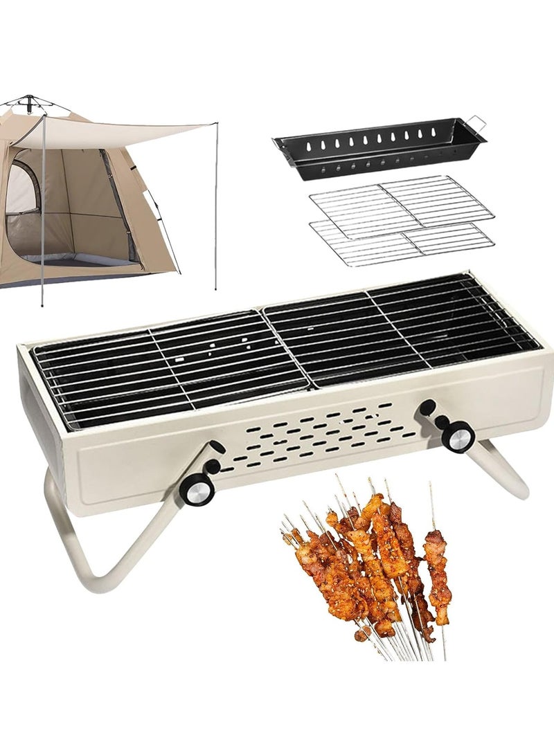 DubaiGallery Charcoal BBQ Grill, Wood Burning BBQ | Portable Smokeless Folding Charcoal Grill - Large Charcoal Grills, Stainless Steel BBQ Grill with Large Cooking Area for BBQ - Image 2