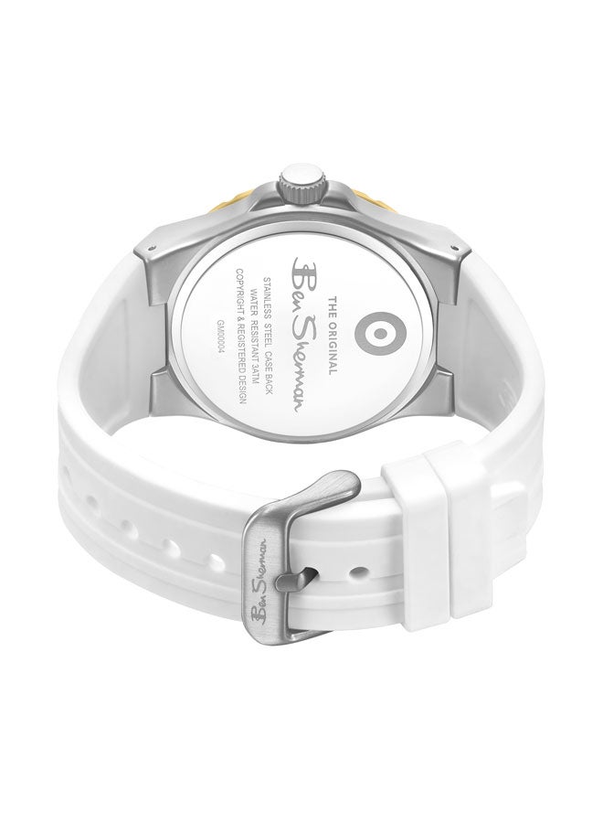 Ben Sherman Gloucester Silver Dial White Silicone Strap Analog Watch for Men, 43mm - Image 3