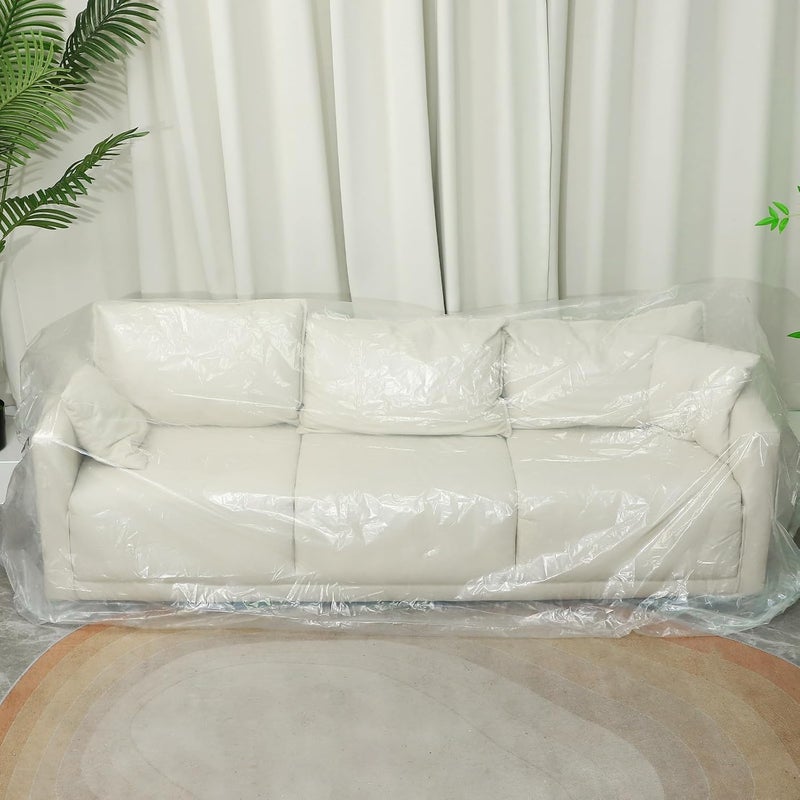 2pcs Plastic Couch Covers for Pets: Dustproof & Waterproof Sofa Moving Cover - Transparent Furniture Protector Storage Wrap for 260x90cm/102.36x35.43 Inch Couch - Image 4