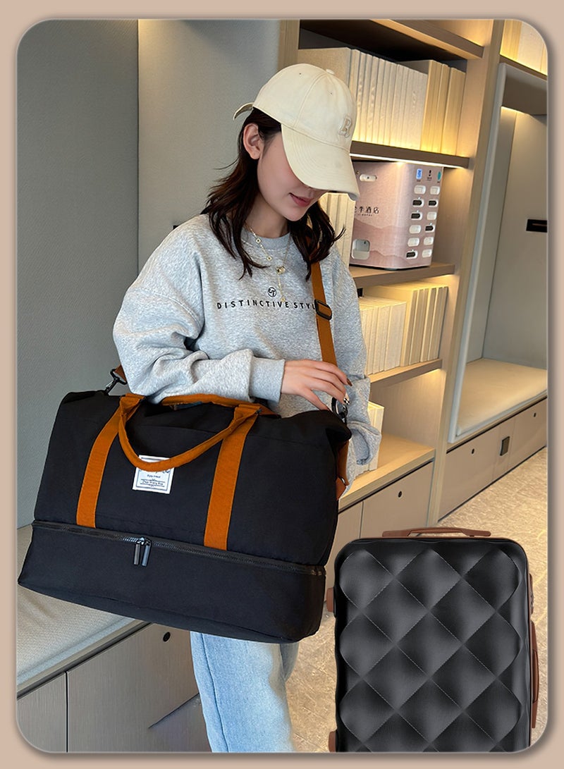 Moovant 5 Pieces Fashion Multifunctional Travel Suitcase Sets, 20inch + 24inch Carry-on Luggages with Neck Pillow, Large Storage Bag and Small Pouch, Secure Combination Lock, Portable Travel Trunk Suit, Suitable for Family Travel, PP Material, Dark Gray - Image 3