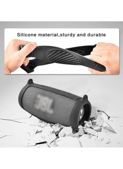 Generic Silicone protection compatible with JBL Charge 5 Bluetooth portable speaker, waterproof, travel case, soft leather, waterproof rubber bag with shoulder strap and buckle, black  - Image 3