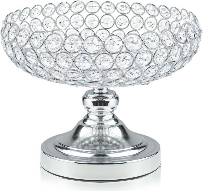 HollowCarved Design Crystal Fruit Bowl for Table CenterpieceCounterGorgeous Fruit tray for your KitchenNice Gift for herSilver Bowl shape 1pc