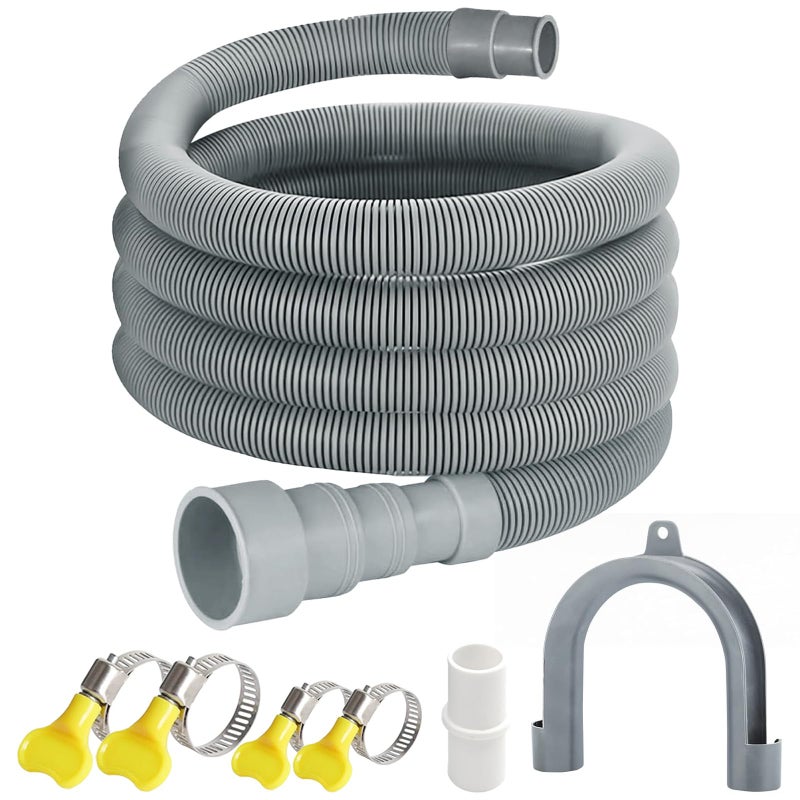 Universal Washing Machine Drain Hose 10 Feet Flexible Washer Drain Hose Kit with 1 Extension Adapter2 Clamps and 1 UBend Holder Compatible with Most Household Washing Machines
