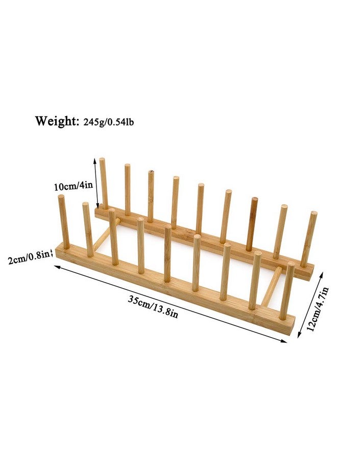 LZYMSZ Set Of 2 Bamboo Wooden Dish Rack, Plate Rack Stand Pot Lid Holder, Kitchen Cabinet Organizer For Bowl, Cup, Cutting Board And More - Image 2