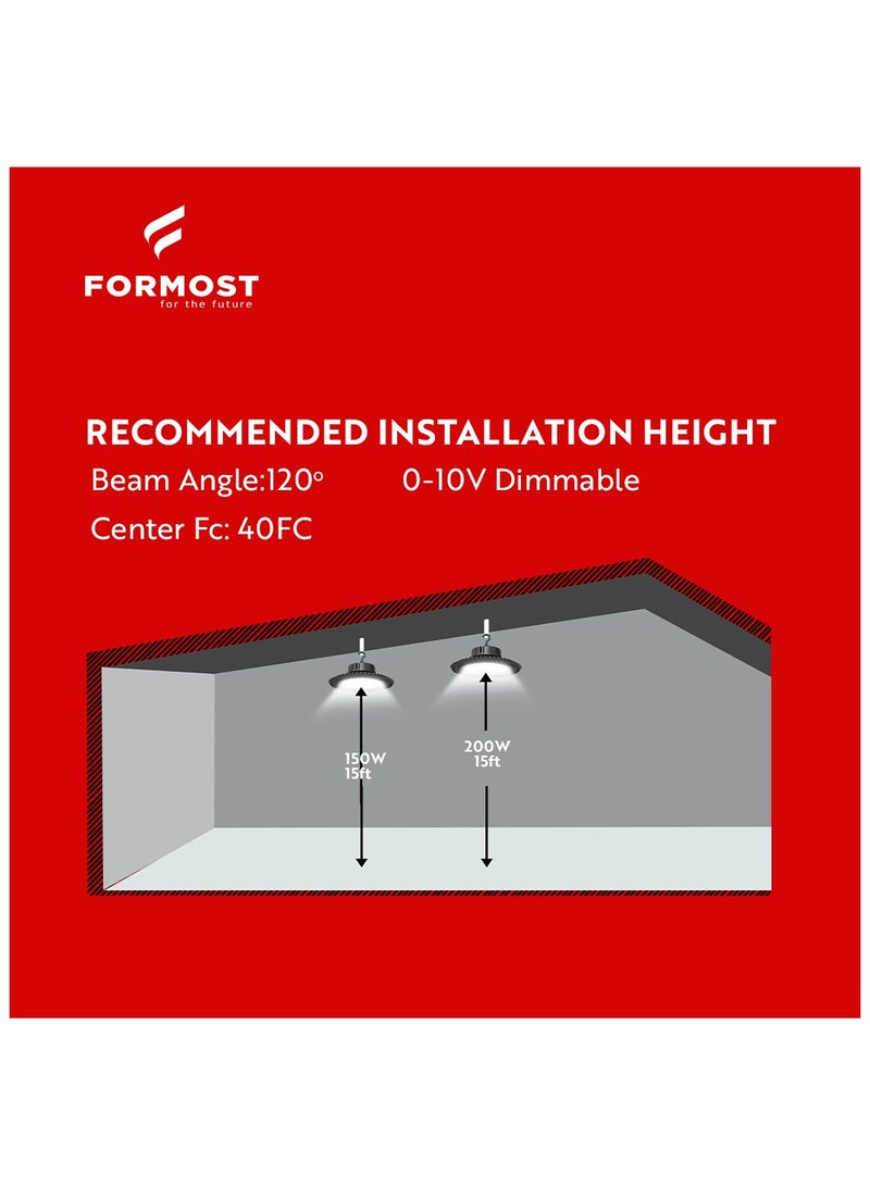 FORMOST FORMOST LED High Bay Light 150W | IP65 Waterproof | 5 Years Warranty | High Efficiency Industrial and Commercial Light for Warehouses and Factory | Cool White (150W LED High Bay Light, PACK OF 4)  - Image 4