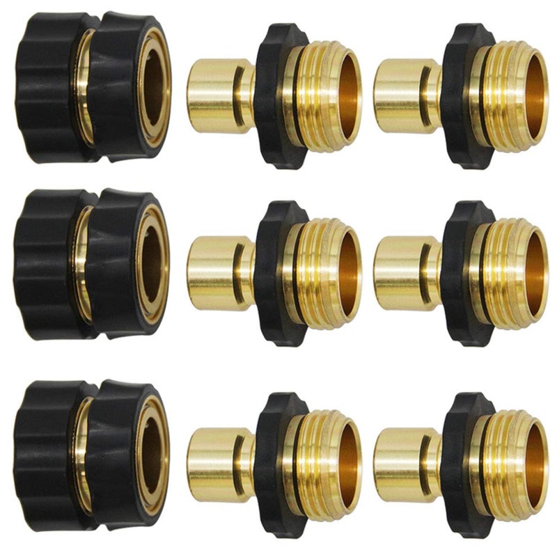Triumpeek 3/4" Garden Hose Connector, 9 Pieces Garden Hose Quick Connect Fittings, Male and Female Quick Release Garden Hose Connector - Image 1
