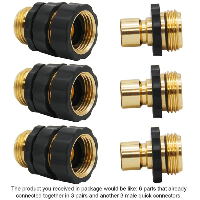 Triumpeek 3/4" Garden Hose Connector, 9 Pieces Garden Hose Quick Connect Fittings, Male and Female Quick Release Garden Hose Connector - Image 3