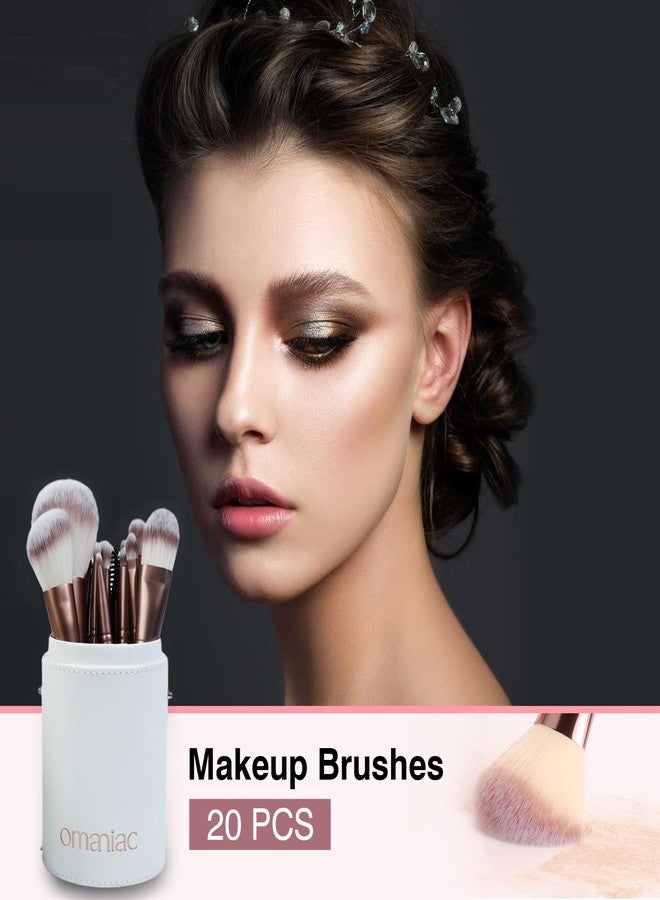 OMANIAC Makeup Brush Set Professional, 20Pcs Pearlescent Wood Handle Makeup Brushes, Premium Cruelty-Free Synthetic Fiber Hair, Travel Make up Brushes Set with Case (Black) - Image 4