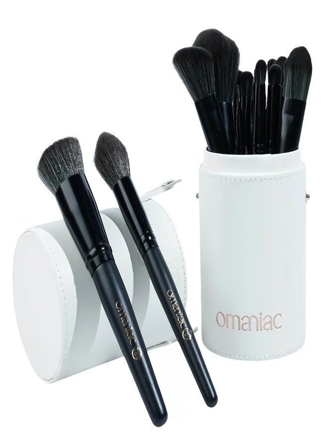 OMANIAC Makeup Brush Set Professional, 20Pcs Pearlescent Wood Handle Makeup Brushes, Premium Cruelty-Free Synthetic Fiber Hair, Travel Make up Brushes Set with Case (Black) - Image 1