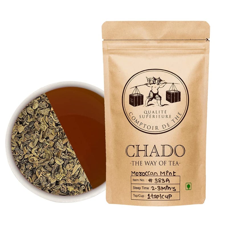 CHADO Moroccan Mint Green Tea (37.5g Pyramid Tea Bags) | Makes 45 Cups | 3 Infusions | Fresh Green Tea - Image 1