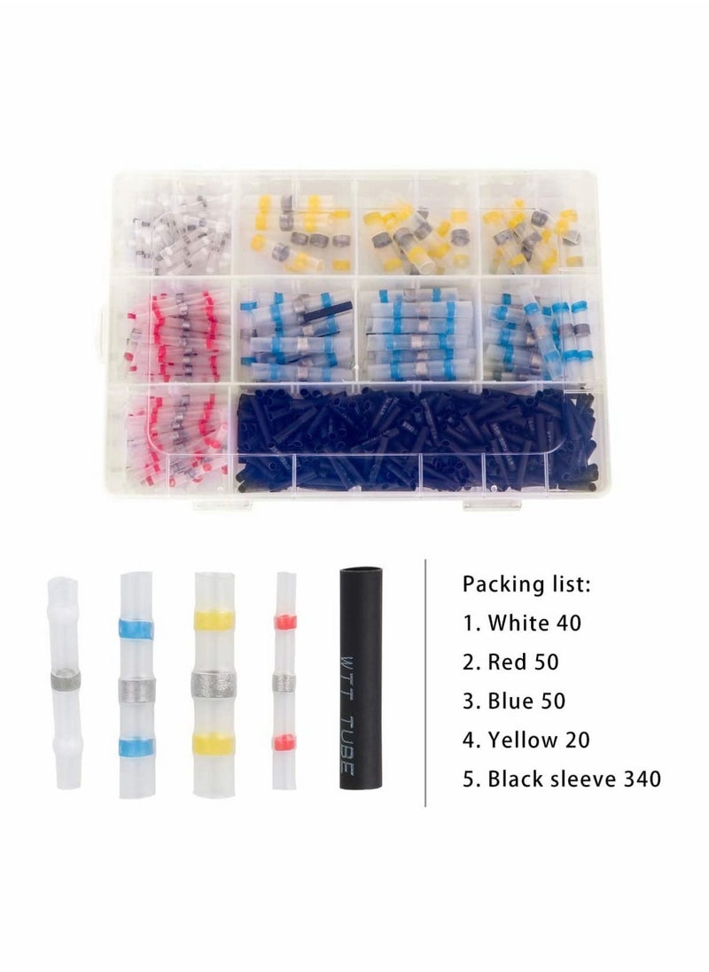 Y&D - 500 Pcs Solder Seal Wire Connectors - Insulated Waterproof Heat Shrink Butt Connector Terminals Electrical with Case - Image 1